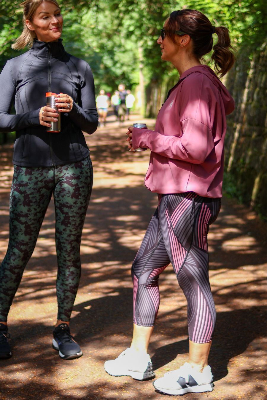 RISE Leggings Pink and Black Stripe Capri