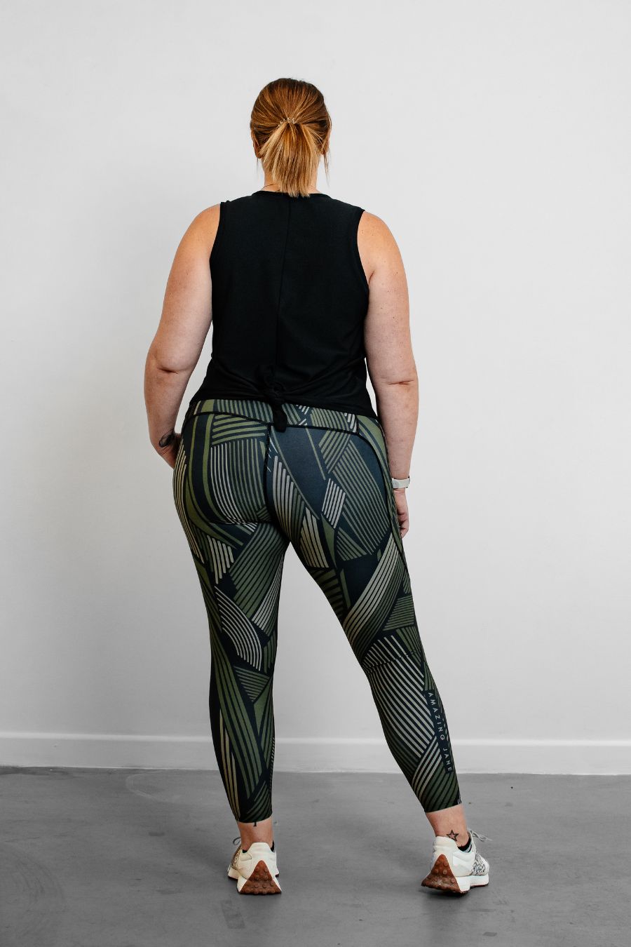 RISE Leggings. Khaki and Black Stripe